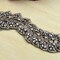 1.25" x 5.75" Charcoal Leaf Rhinestone Beaded Applique Patch for Clothing and Crafts